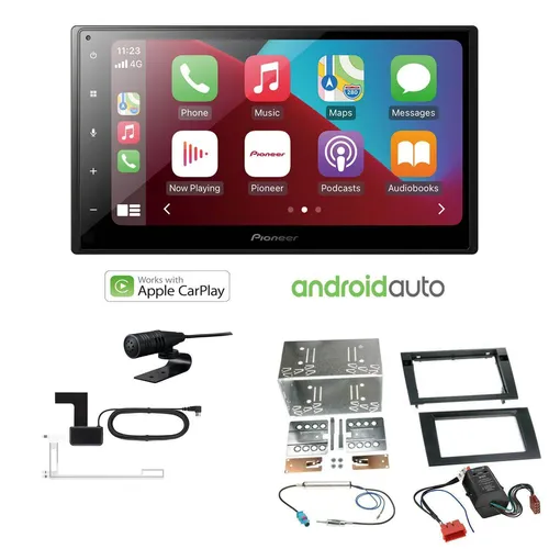 Pioneer Autoradio Apple CarPlay Bluetooth für Audi A4 2004-2009 Vollaktiv Bose