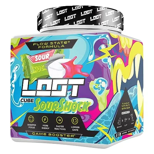 LOOT® Game Booster - Sour Shock, 50 Servings - Sportnahrung für Gamer: Der LOOT Game Booster mit 200mg Koffein und 20 einzigartigen Inhaltsstoffen bietet maximale Konzentration und langanhaltende Energie für erfolgreiche Gaming-Sessions.