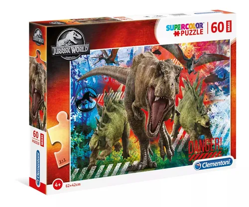 Clementoni 26456 Maxi Jurassic World Puzzle - 60 Teile für Kinder ab 4 Jahren, extra große Puzzleteile für maximales Spielerlebnis und Förderung der Geschicklichkeit
