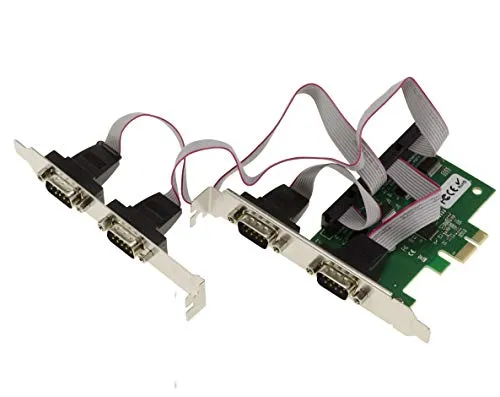 KALEA-INFORMATIQUE PCI Express PCIe Serial RS232 Controller-Karte mit 4 Ports und ASIX AX99100 Chipsatz. Mit Low- und HIGH Profile-Winkeln.