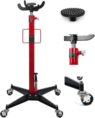 Verda Getriebeheber hydraulisch 600kg - Hydraulikheber mit 600 kg Tragkraft, ideal für Motoren und Getriebe. Höhenverstellbar von 118-198 cm für ergonomisches Arbeiten. Mit 4 Lenkrollen für einfache Mobilität in Werkstatt und Garage.