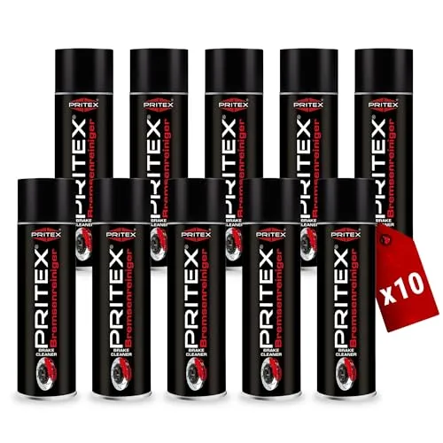 PRITEX – Bremsenreiniger Spray 10 x 500 ml – Auto Teilereiniger zur Entfettung von Bremsen, Kupplungen, Motor- & Maschinenteilen – rückstandsfrei & umweltneutral