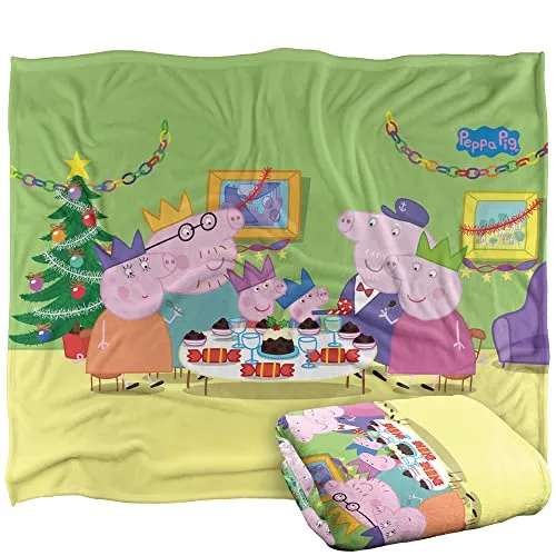 Peppa Pig Kuscheldecke, 152 x 127 cm, weiches Weihnachtsessen, superweich