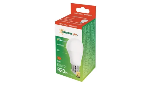 Żarówka LED E27 230V 9W GLS 820lm ciepła