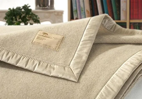 Wohnen & Accessoires GmbH & Co. KG Kaschmirdecke, Wolldecke aus 100% Kaschmir Amalfi Creme-beige 150x220cm Seidenband