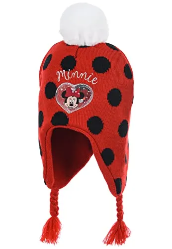 Sun City Minnie Mouse Kinder Winter-Mütze Mädchen Bommel-Mütze, Farbe:Rot, Größe:54 (as3, Numeric, Numeric_54, Rot)