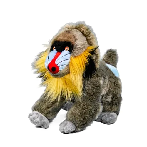 Teddys Rothenburg Kuscheltier AFFE Pavian/Mandrill 28 cm - Stoffaffe aus kuschelweichem Plüsch, sitzend und maschinenwaschbar bis 30°C – ideal für Spiel und Kuschelzeit!