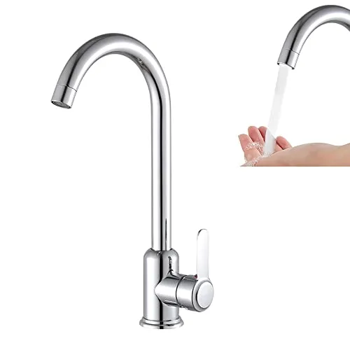 Wasserhahn Küche, Küchenspüle Einhebelmischer, Edelstahl Waschtischarmatur, Einhebel Mischbatterie, Küche Spültischarmatur, 360°Küchenarmatur Schwenkbar, für Küchenspülen (Heißes Wasser)