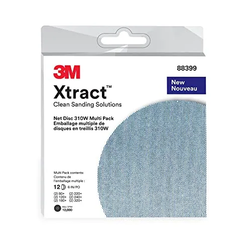 3M Xtract Gitternetz Schleifscheibe 310W, 29262, 2x80+, 2x120+, 2x180+, 2x320+, 150 mm x NH, 10 per innen, Job Multi-pack