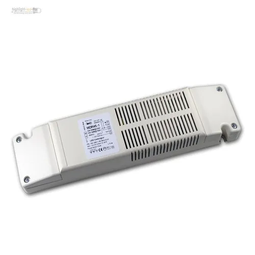 LED Trafo dimmbar 10-45W 12VDC IP40 - Dimmbarer Trafo für LED-Leuchtmittel, bietet flexible Lichtgestaltung und einfache Installation, ideal für Wohnräume und Gewerbe.