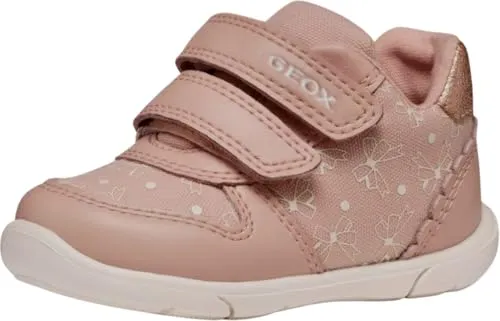 Geox B ZAPITO GIRL Lauflernschuh - Modischer Festtagsschuh für kleine Mädchen mit Klettverschluss, Schleifchen und Glitzer. Ideal für erste Schritte und besondere Anlässe.