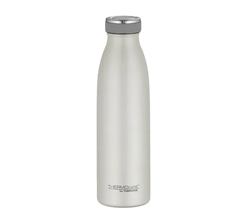 THERMOcafé by THERMOS TC BOTTLE beige matt 0,50l, Isolierflasche aus Edelstahl, kohlensäurefest, 12h heiß 24h kalt, Auslaufsicher, für Schule, Unterwegs & Büro