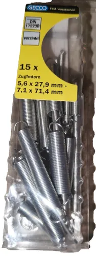 Zugfeder 5,6x27 mm 7,1x71,4 mm Stahlfeder Druckfeder Federn 15 stück  verzink