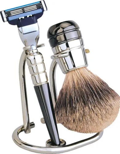 Erbe Shaving Shop Rasierset dreiteilig, verchromt/schwarz von Erbe