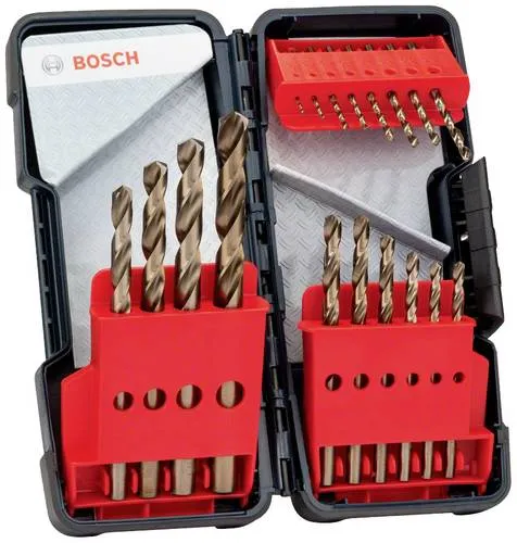 Bosch Accessories 2607017047 HSS-Co Metall-Spiralbohrer-Set 18-teilig - Kurze Bohrer mit 5 % Cobaltgehalt für lange Lebensdauer, ideal für präzises Bohren in verschiedene Materialien. Praktische ProBox für sicheren Transport und Übersicht.