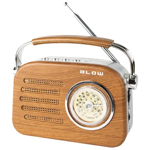 BLOW Mobiles Analoges AM/FM Bluetooth Radio RA3 – Retro Design - Stylisches Retro-Radio in Braun, ideal für den mobilen Einsatz. Genießen Sie Ihre Lieblingssender überall mit Batteriebetrieb oder Netzstromversorgung.