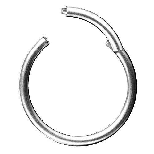 Piercingfaktor Universal Titan G23 Piercing Scharnier Clicker Ring Septum für Tragus Helix Ohr Nase Lippe Brust Intim Nippel Augenbrauen Silber 1,0mm x 10mm