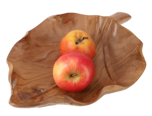 Obstschale aus Holz, geschnitzte Obstschale, Holzschale, Holzteller - Blatt