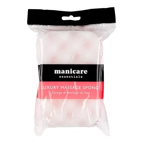 Manicare Massage-Badeschwamm doppelseitig Peeling & Massage für Dusche und Bad, rosa, robust und langlebig, schäumt Duschgel auf für sanfte, gründliche Körperreinigung täglich