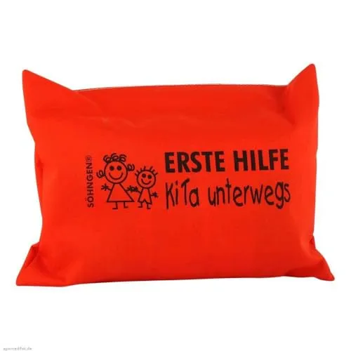 Erste Hilfe Tasche Kita Unterwegs Orange 1 ST - Erste Hilfe Set für Kindergärten, praktische Reißverschlusstasche mit Kindermotiv, enthält kinderfreundliche Verbände und wichtige Hilfsmittel für kleine Ausflüge.