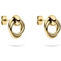 s.Oliver Elegante Ohrstecker aus poliertem Edelstahl in Gold - Hochwertige Ohrringe aus poliertem Edelstahl, 16 mm groß und mit Butterfly-Verschluss. Zeitloses Design und perfekte Geschenkidee, geliefert in einem wiederverwendbaren Baumwoll-Säckchen.