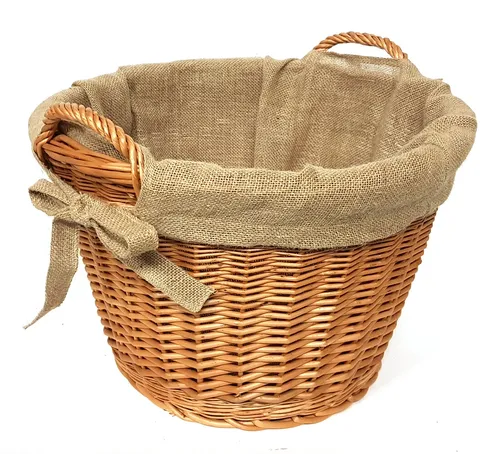 Kaminkorb Holzkorb Kaminholzkorb geschälte Weide + Jute Ø 50 cm (Art. 90470-50)