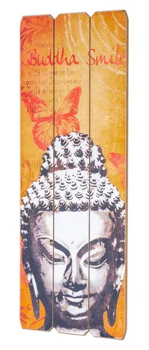 Levandeo® Holzbild, Buddha Wand Deko 30x80cm Holzbild Wandbild Holzdeko Schild