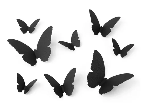 partydeco Wandtattoo, 3D Aufkleber Nachtfalter 6-12cm Papier Schwarz 30er Set