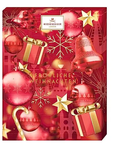 Niederegger | Adventskalender »Glamour« | 1x 300g | Enthält Auswahl an beliebten Marzipan Klassikern, Nougat-Happen & Pralinen-Kreationen