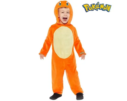 Amscan 9918519 - Offizieller Unisex-Overall Pokémon Glumanda mit Kapuze, ideal für Partys und kreative Verkleidungen für Kinder 8-10 Jahre
