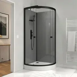 Komplettdusche Aurlane Grey Touch Round 90 x 90 x 215 cm schwarz