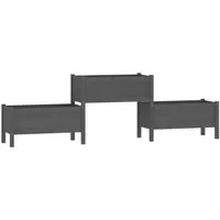 vidaXL Pflanzkübel Grau 245,5x44x75 cm aus Massivholz Kiefer - Hochbeet aus massivem Kiefernholz, robust und ideal für die Gestaltung von Wohnzimmer, Balkon oder Terrasse. Bietet viel Platz für Gemüse und Blumen und sorgt für optimale Lichtverhältnisse.