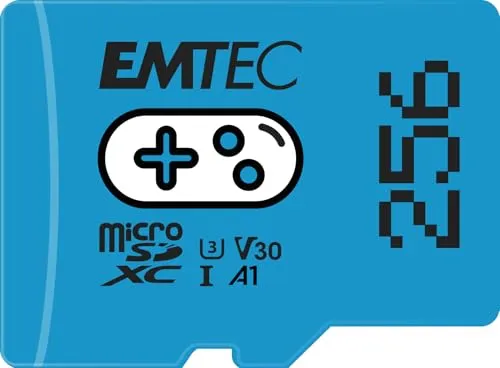 EMTEC MicroSD Card 256GB SDXC CL.10 UHS1 U3 V30 A1 für Gaming - Speicherkarten mit 256GB, ideal für Gaming und schnelle Datenübertragungen dank UHS1 U3 V30 A1.