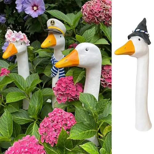OF Gänsehals Gartenstecker Gans - Höhe 35 bis 38 cm groß - Deko Gartenfiguren für außen (Seppl)