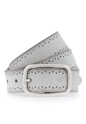 MUSTANG Woman's Belt 3.5 W95 Light Grey - Damen-Gürtel mit modischer Perforation, weich im Griff und ideal kombinierbar für jeden Anlass. Größe 95.