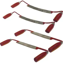 BauSupermarkt24 Zugmesser 4 TLG - Set mit geraden und gebogenen Ziehmessern für Holzarbeiten - Gartenscheren - 4-teiliges Zugmesserset mit 2 geraden und 2 gebogenen Messern, ideal zum Entrinden und Bearbeiten von Holz. Leicht und handlich für präzise Ergebnisse!