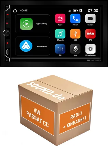 Autoradio Einbaupaket ESX VMX700DAB passend für Passat CC + Dynaudio Soundsystem| CarPlay Wireless Android Auto Wireless Bluetooth