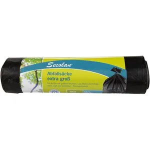 Secolan Müllsäcke 200 Liter, extra stark, schwarz, 8 Stück