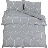 vidaXL Bettwäsche-Set Grau 200x200 cm aus 100% Baumwolle - Bettwäsche-Set aus 100% Baumwolle, weich und pflegeleicht. Ideal für stilvolle Schlafzimmergestaltung mit elegantem Look und einfacher Maschinenwäsche.