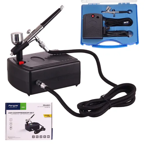 FENGDA Professionelles Airbrush-Set mit Kompressor und Transportkoffer