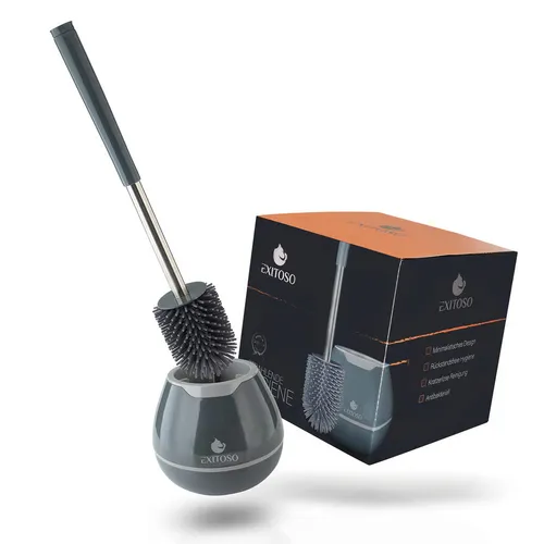 Exitoso WC Bürste schwarz Silikon Toilettenbürste Bürsten Garnitur Set Klobürste