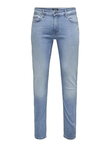 ONSOLOOM Herren Slim Fit Jeans - Bleached Design - Jeans im Slim Fit mit 5-Pocket-Style und Reißverschluss, aus 99% Baumwolle für optimalen Komfort. Zeitloses, minimalistisches Design für vielseitige Outfits!