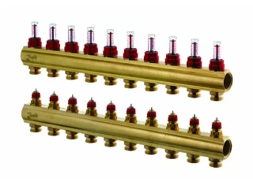 Danfoss FBH-Verteiler FHF-F 10 Kreise mit Durchflussanzeige von Danfoss