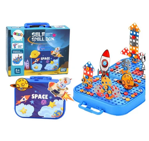 LEAN TOYS Kofferset DIY Puzzleblöcke Weltraumschraubendreher 228 Teile. Spielbausteine, (Packung)