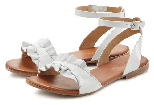 LASCANA Sommerschuh Sandale, Damen Gr. 39, Weiß - Modische Riemchen-Sandale aus 100% Ziegenleder, mit weicher Rindsleder-Innensohle für hohen Tragekomfort. Ideal für warme Tage und lässige Outfits.