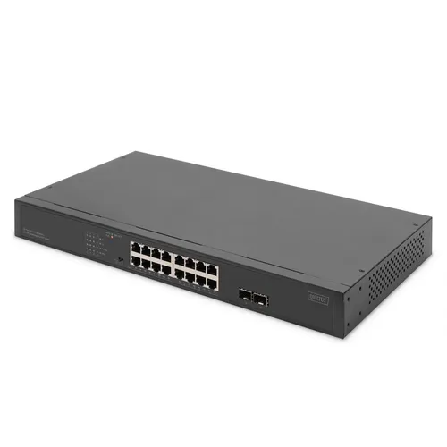 Digitus DN-95347-2 19 Zoll Netzwerk-Switch 16 Port PoE - Netzwerk-Switch mit 16 Ports, unterstützt PoE-Funktion für effiziente Stromversorgung von Geräten und ist ideal für professionelle Anwendungen.