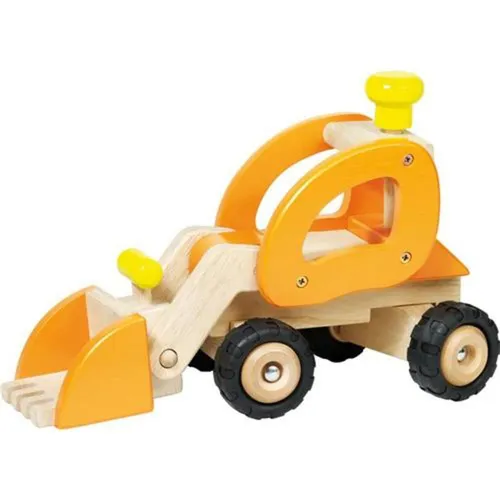 Holzspielzeug Radlader - GOKI 55962 - Robustes Auto aus Holz - Baufahrzeuge, ideal für kreative Spielstunden und fördert die Motorik von Kindern.