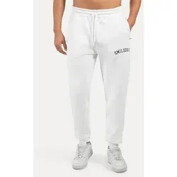 Smilodox Jogginghose Kayson, Oversize Freizeithose mit Reißverschlusstaschen, Tunnelzug weiches flauschiges Material Logo Sweathose Sport Alltag beige XL