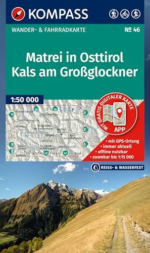 KOMPASS Wanderkarte 46 Matrei in Osttirol, Kals am Großglockner 1:50.000: Wander- und Fahrradkarte in einem - inklusive Offline-Verwendung in der ... Radwege. Skitouren. Langlaufen. Reiten.