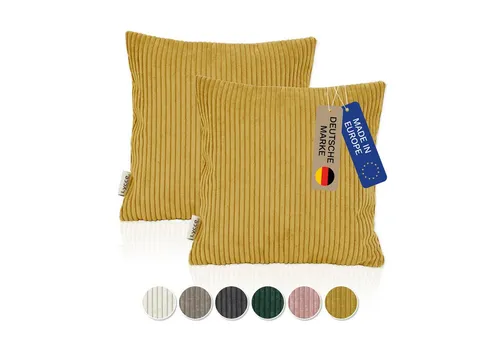 Lycce Dekokissen Kissenbezug 2er Set CORD Stoff (40 x 40 cm) mit Reißverschluß